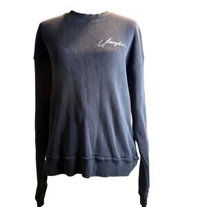 YoungLA Black Waffle Knit Thermal Long Sleeve Sweater, Size Medium